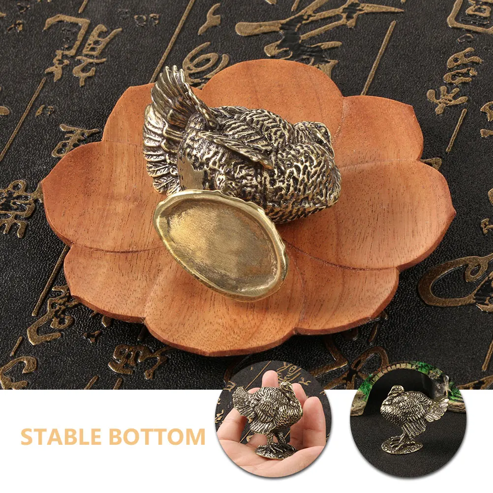 

Mini Turkey Figurine Brass Crafts Decoration Sculpture Retro Desk Ornament Animal Shape Miniature Model Home Garden Decor