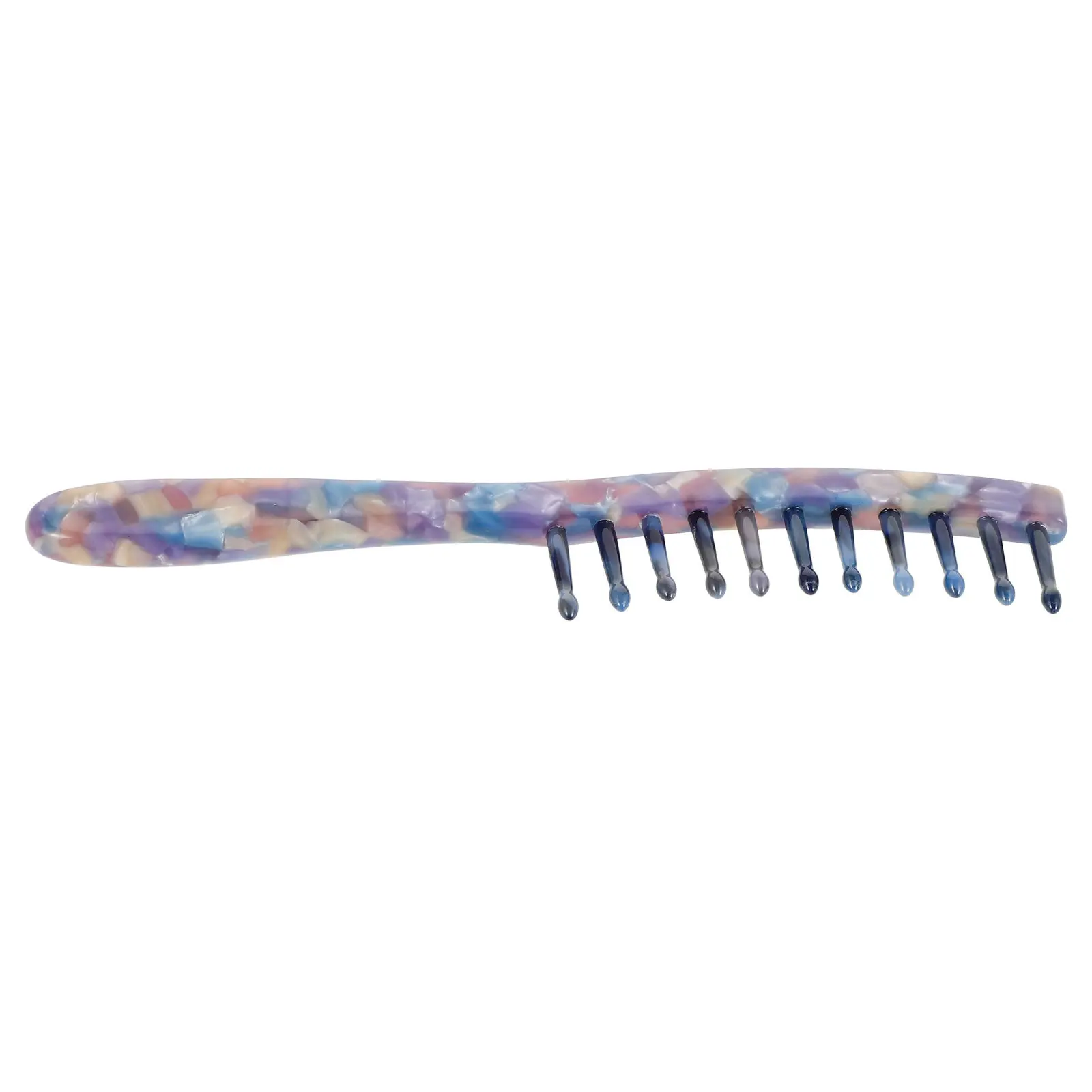Wide Tooth Comb Long Handle Retro Marble Texture Colorful Pattern Detangler Massage Comb for Curly Hair Women Combs for Men