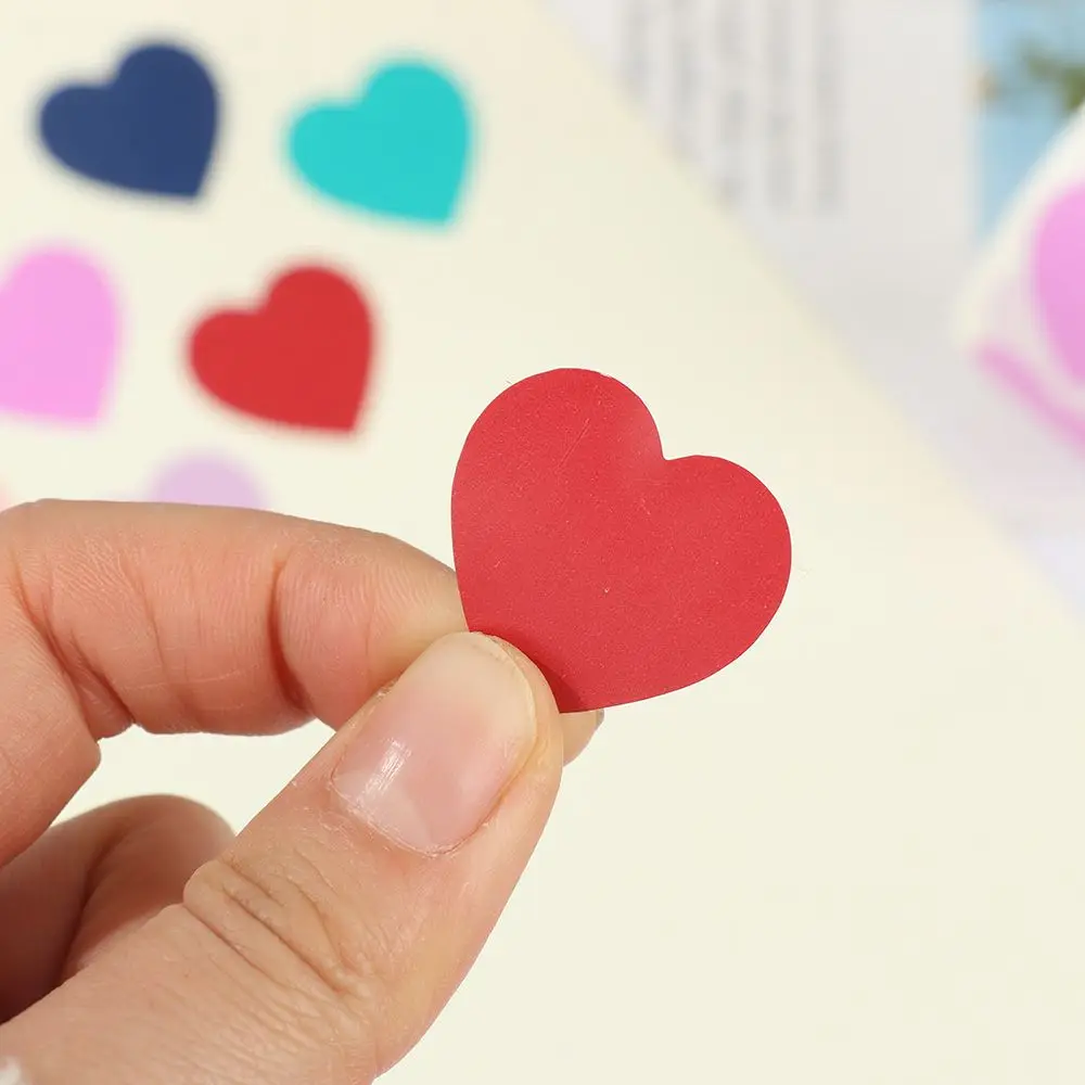 500 Uds. Etiquetas bonitas para paquete, papelería, decoración del hogar, pegatinas, sellos para álbum de recortes, etiquetas en forma de corazón de amor