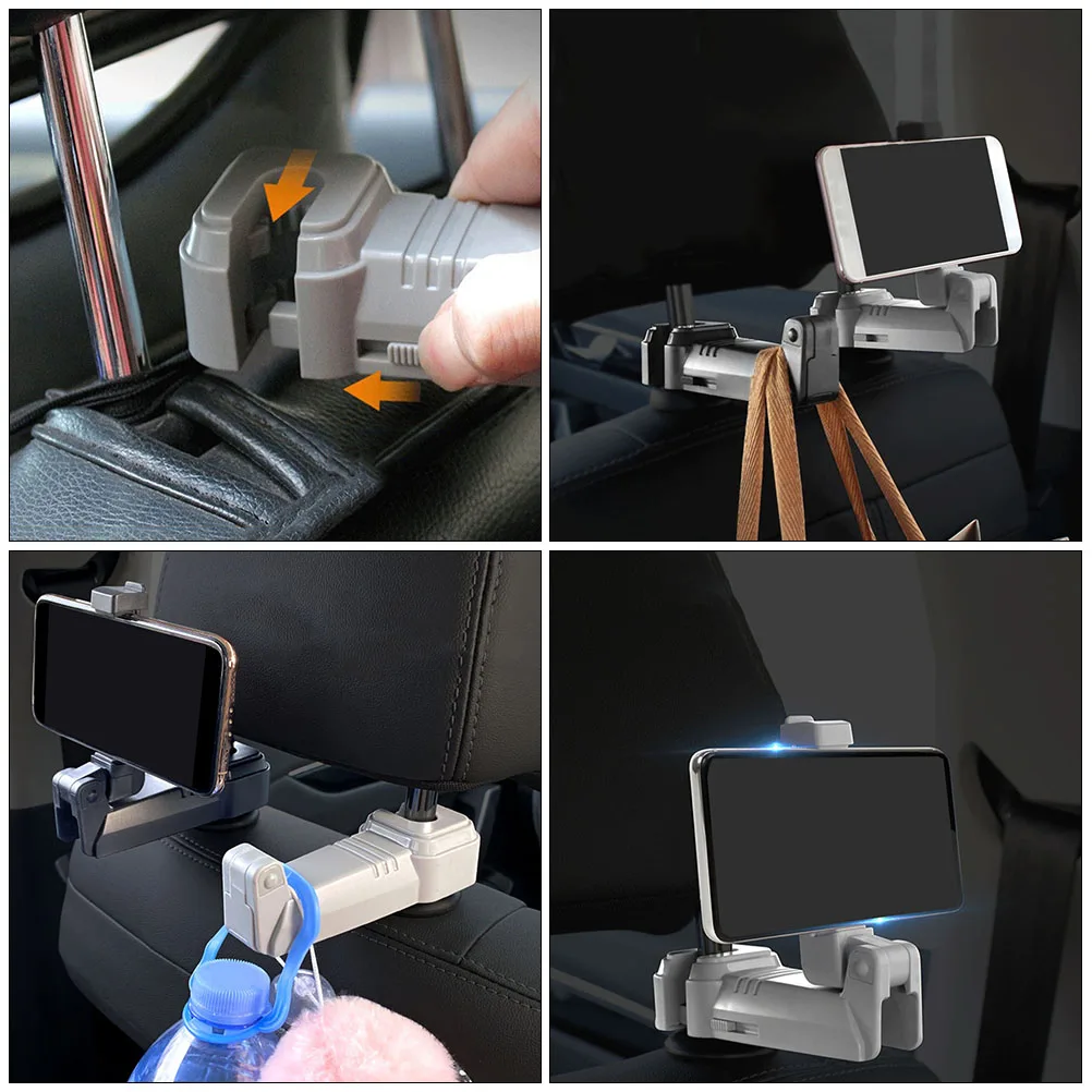 

2Pcs Car Headrest Hook Phone Holder Multi Functional Seat Hook Organizer for Backseat Storage