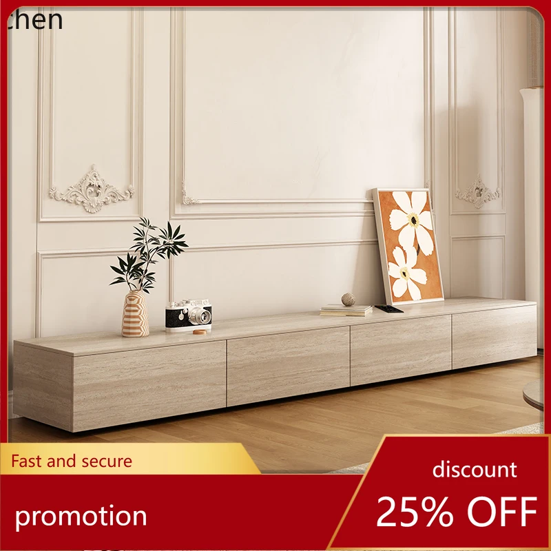 HT Sand Wind Tunnel Stone Tile Small Apartment Simple Modern Living Room Home Tea Table TV Cabinet Combination