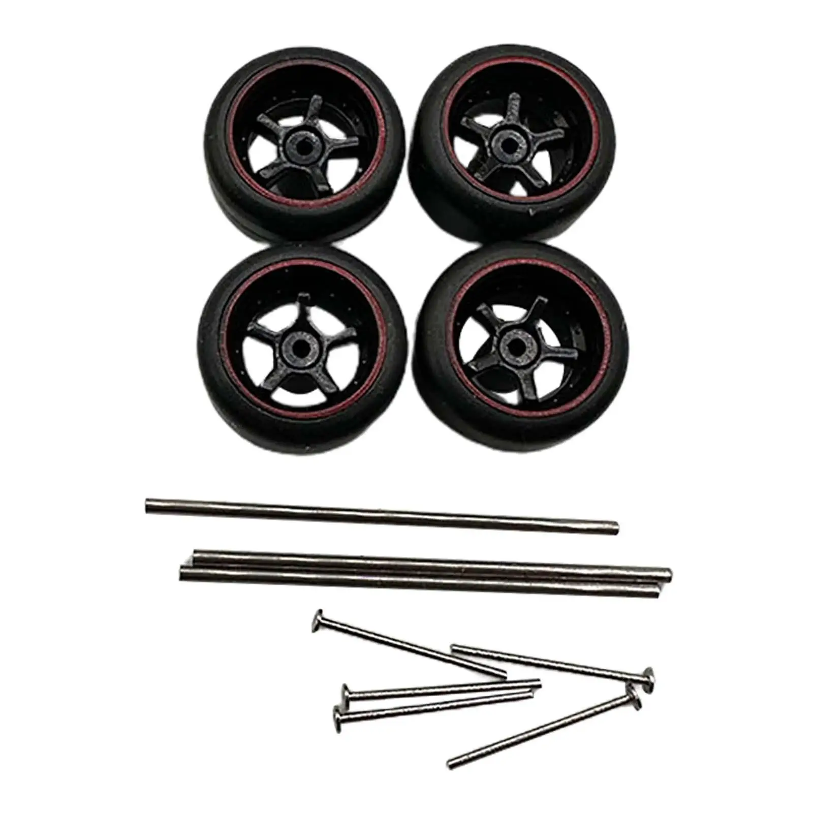 إطارات سيارات التحكم عن بعد بمقياس 1:64، جنوط معدنية، قطع غيار بديلة، ملحقات للسيارات الصغيرة التي تعمل بالتحكم عن بعد، سهلة التركيب