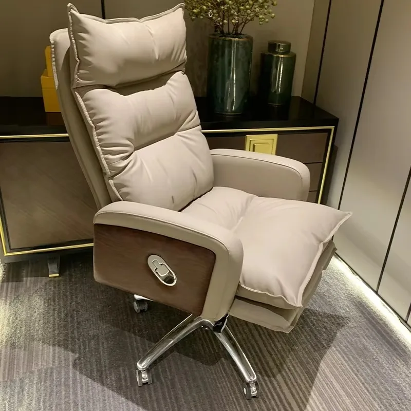 

Comfy Armrest Wheels Office Chair Headrest Beige Swivel Conference Gaming Chairs Design Relaxing Poltrona Office Furniture