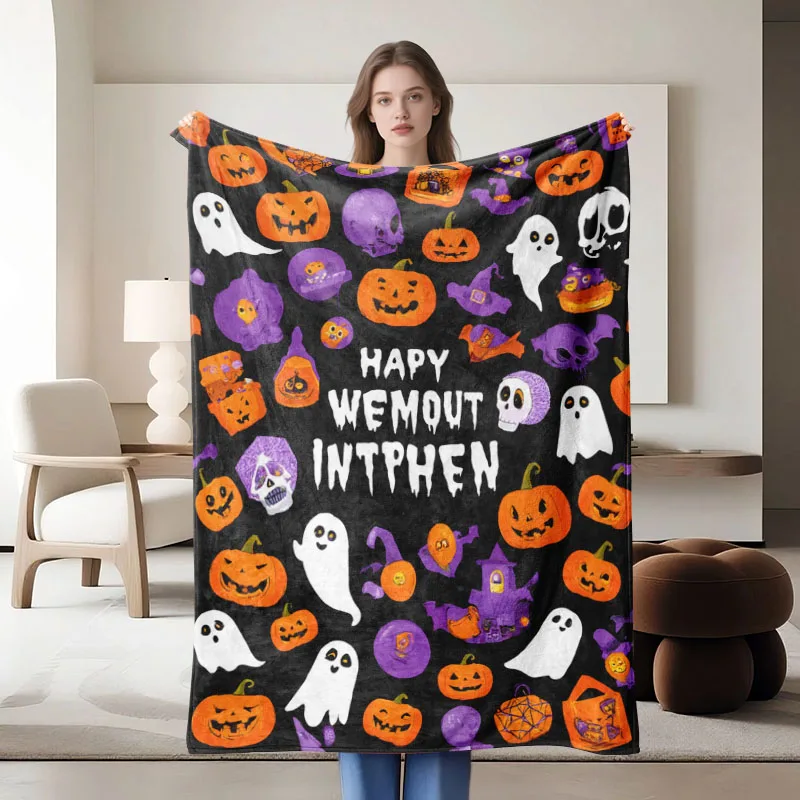 قطعة واحدة من بطانية اليقطين لشبح الهالوين، مناسبة لأسرة الأريكة والمكاتب والمزيد - للاستخدام في جميع المواسم