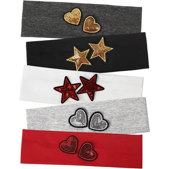 Children Sequin Small Hearts Cotton Headband Hairbands Girl Fashion Sequin Little Star…