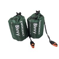 Waterproof emergency thermal sleeping bag for camping hiking compact bag whistle and storage lightweight survival equipment