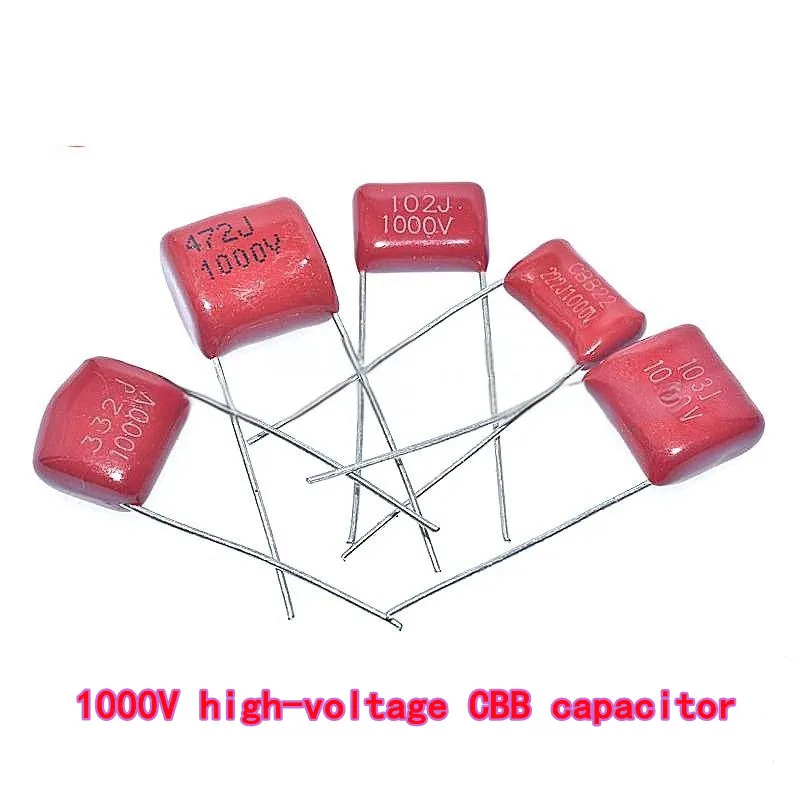 Condensador de película de polipropileno 20 piezas CBB 1000V condensador CBB de alto voltaje 102/222/332/472/103J 1/2.2/3.3.4.7/10NF 1KV