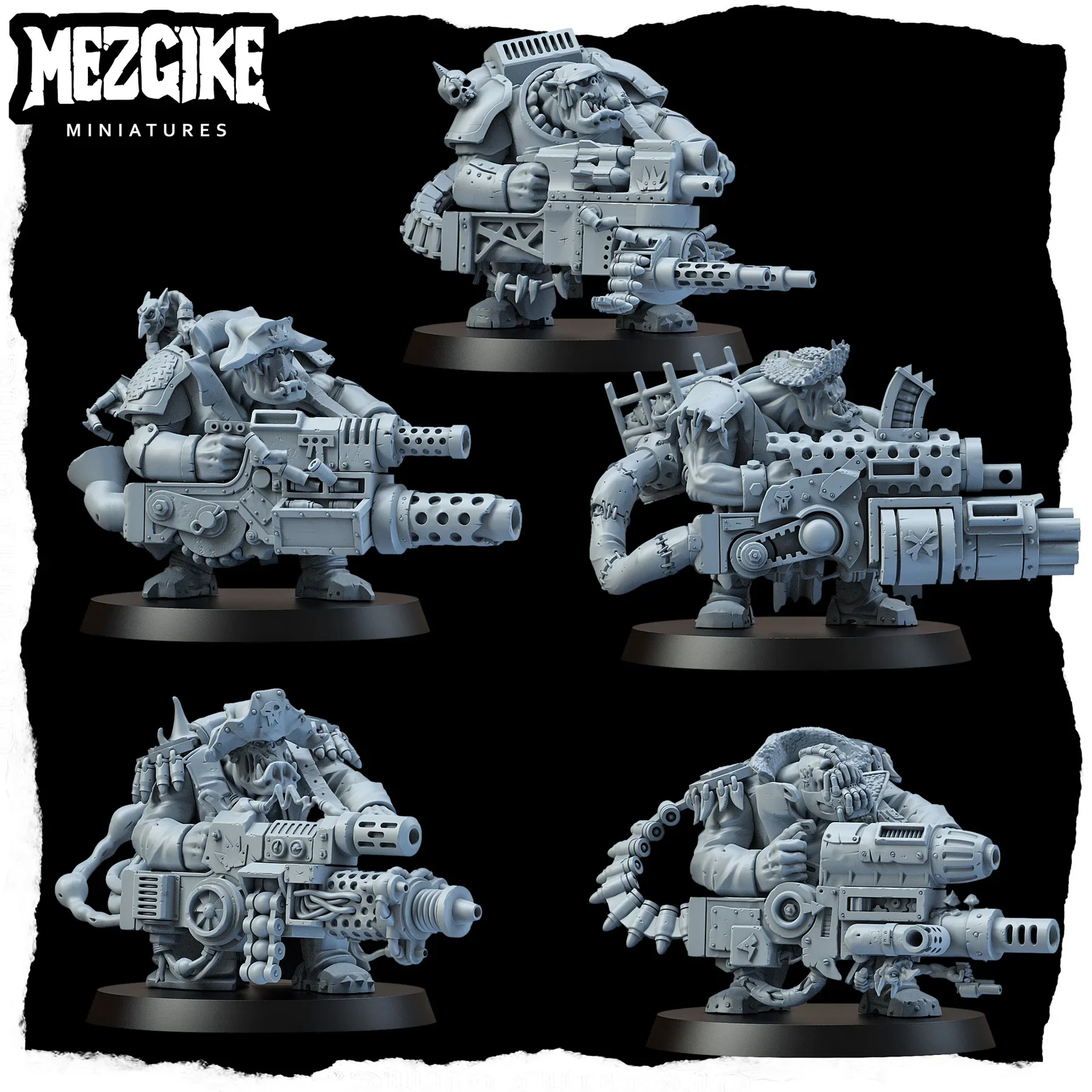 Orc Bots Gunners Miniature,  Green Skin Figure, Blitz boyz mob, HD 3D Printed Resin Model, Action Proxy Wargame