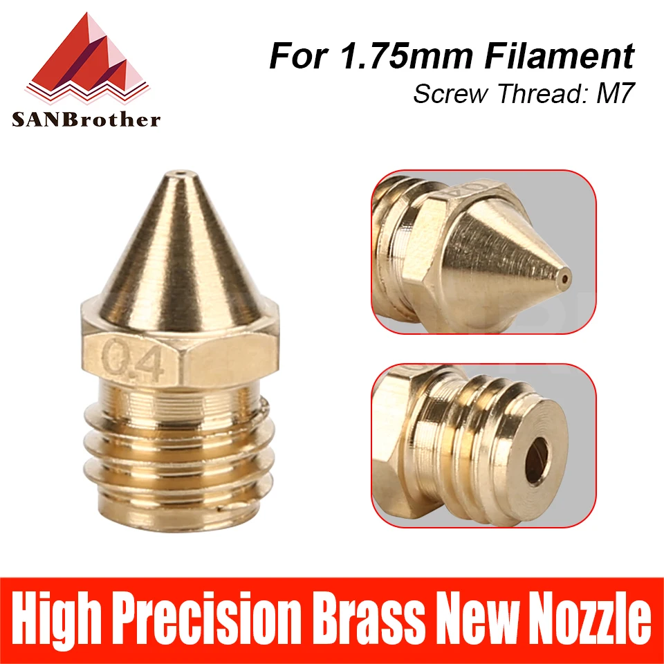 Brass Copper Nozzle Size 0.4mm High Precision 3D Printer Extruder Print Head For 1.75MM MK8 Cr-10 Ender 3 3D Printer Parts