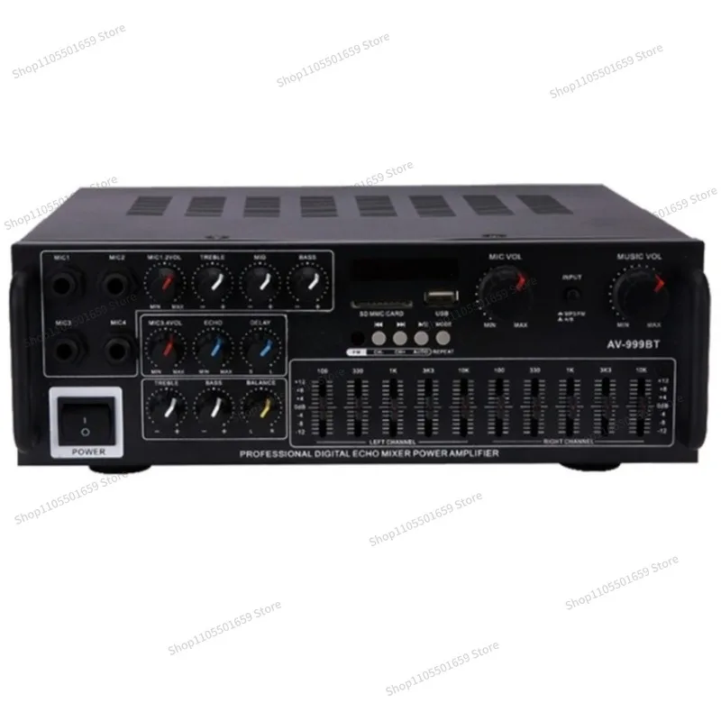 For High-power Household Power Amplifier 12V220V Equalizer Car Outdoor Karaoke Dual-purpose Power Amplifier