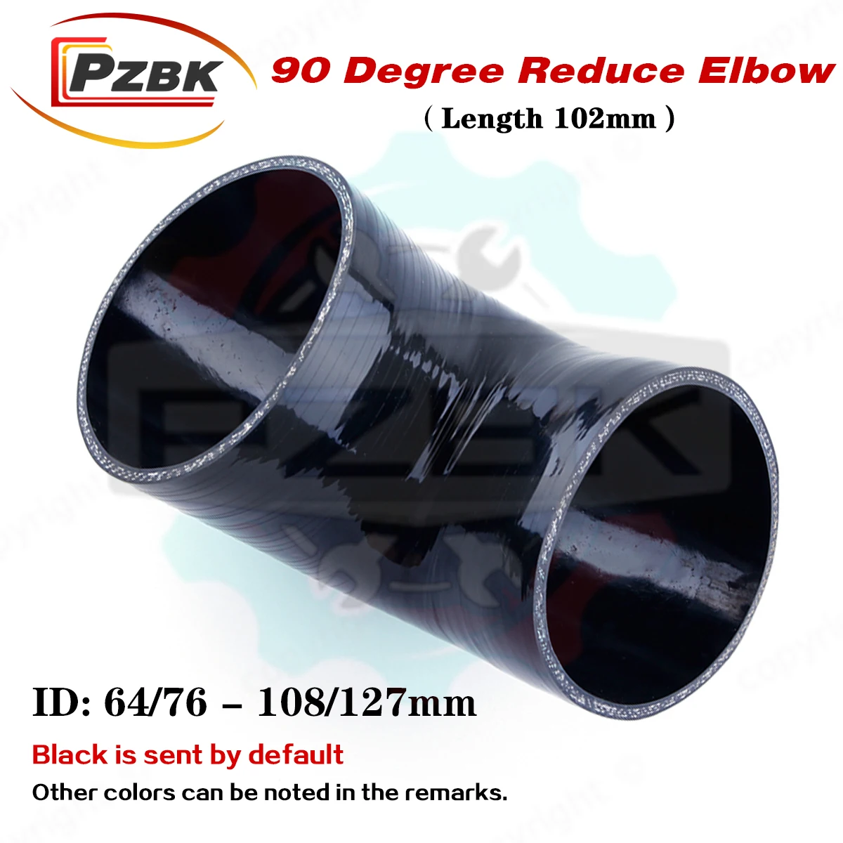 

Black Lenght 102mm 90 Degree Reducer Elbow General Silicone Coolant Intercooler Pipe Tube Hose ID 64mm 67mm 70mm 74mm 75mm 76mm