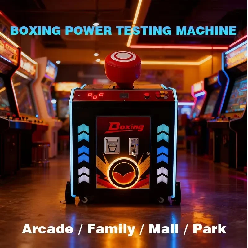 Customized Coin Operated Boxing Arcade Game Machine with LED Light English Version 1 Year Warranty Force Testing Punch Equipment