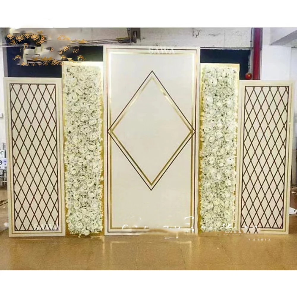 Selling modern special pattern gold backdrop wedding decoration