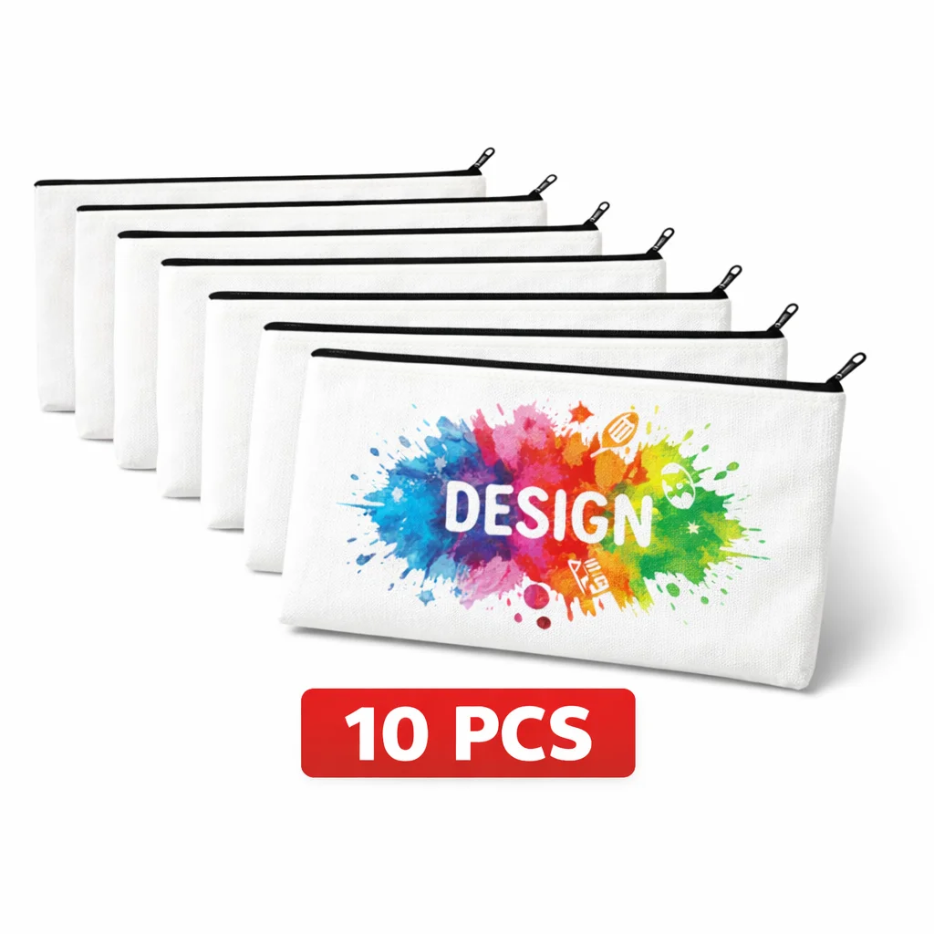 10/20/30PCS Sublimation Zipper Pouches Blank White Canvas Cosmetic Bags DIY Heat Transfer Printable Craft Storage Bags