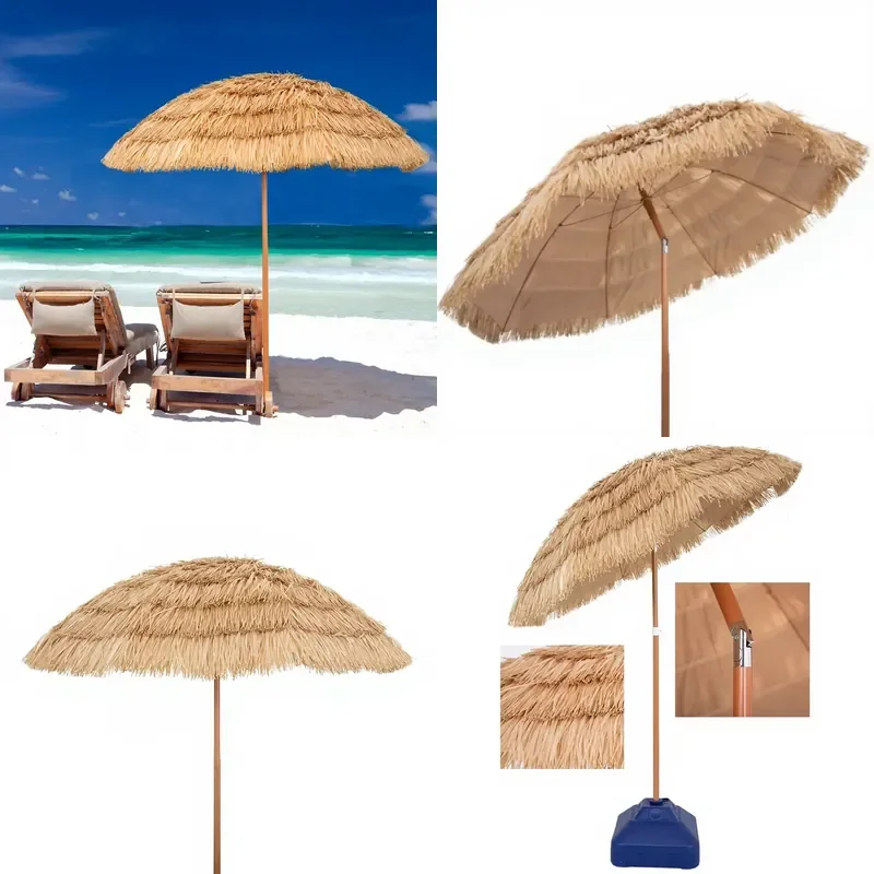 for Wholesale Custom White Beach Umbrella Portable Parasol with Fringe Outdoor Sunshade