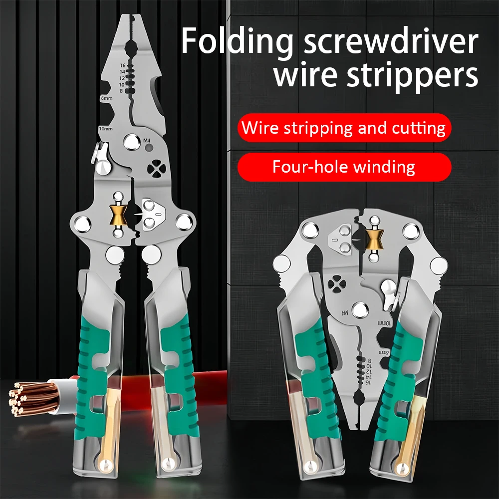 

Многофункциональный складной инструмент для зачистки проводов, новые щипцы 2025 года, с отверткой, крючком, шестигранным ключом, разделитель проводов