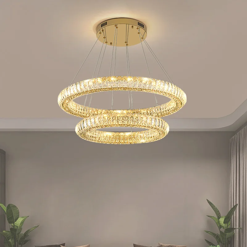 

Luxury Modern Crystal LED Chandelier Lighting Living Room Rings Design Dining Hanging Light Fixtures Bedroom Circle Lustre Lamp