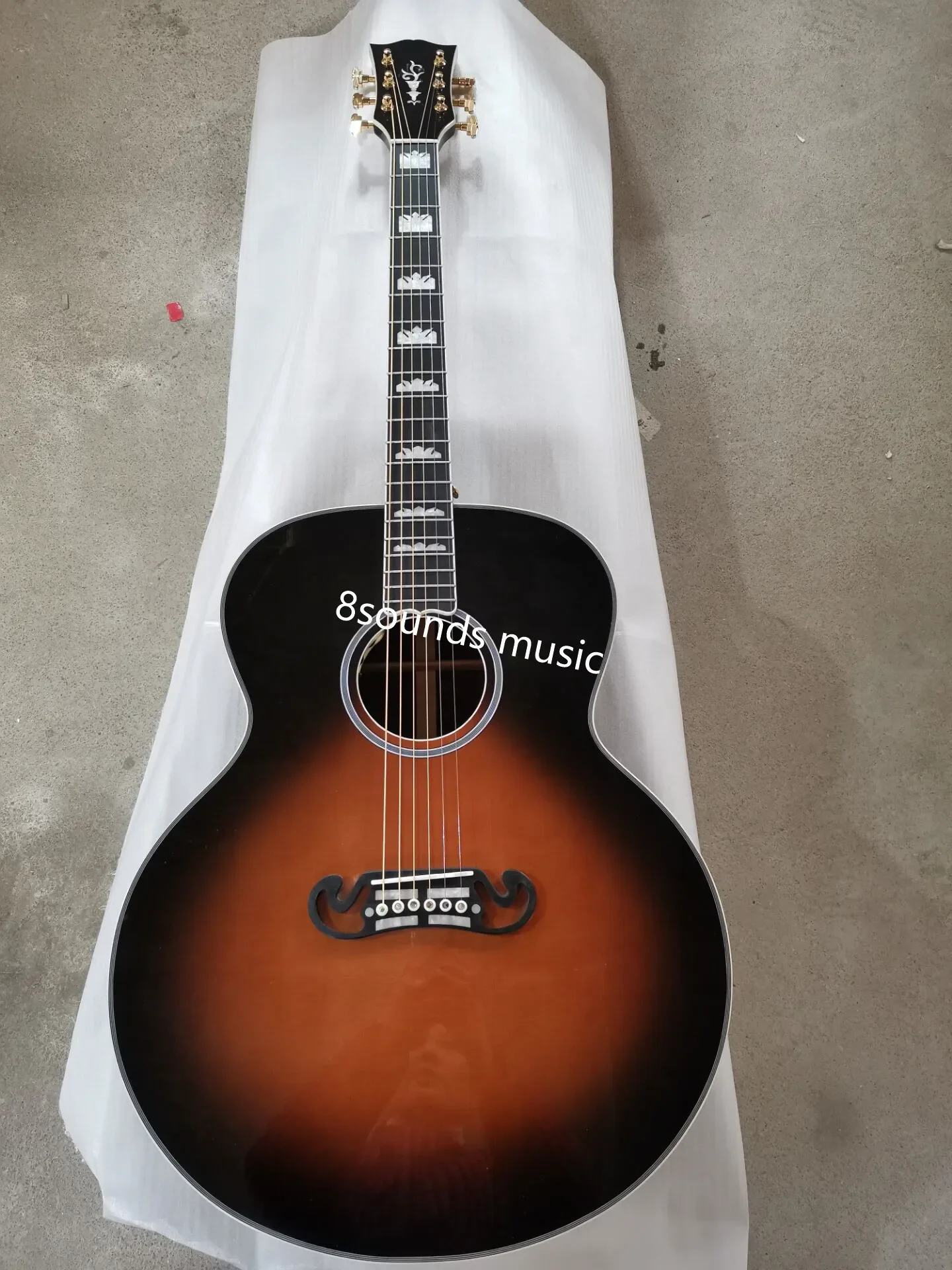 

free shipping jumbo guitar custom shop handmade all solid wood 42 inches chocolate Brown sunburst 6 Strings Acoustic Guitar