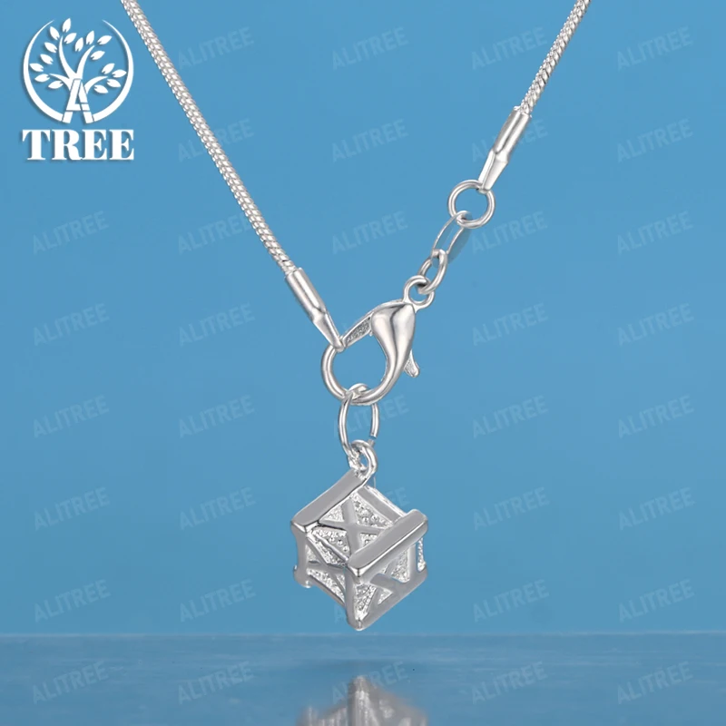 925 Sterling Silver Dimensional Square Necklace Perfect Engagements Party Other Occasions Includes Adjustable Chain 40–75 Cm