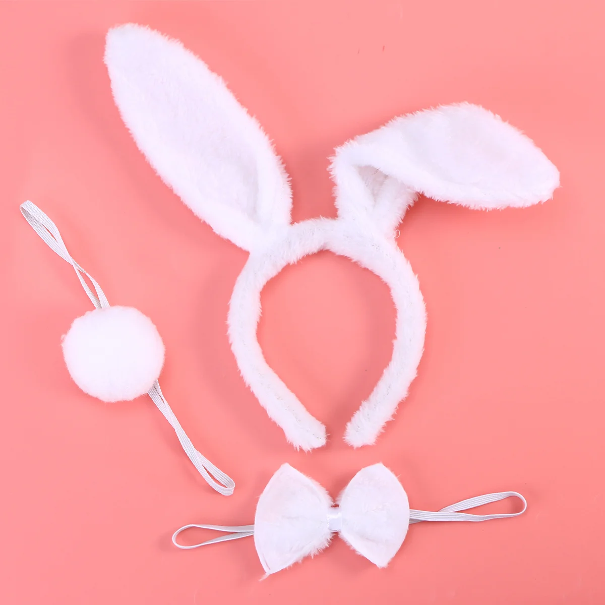 1 Set of Kids Adult Rabbit Bunny Ears Headband Bow Ties Tail Set Party Cosplay Costume (White) bunny cosplay set