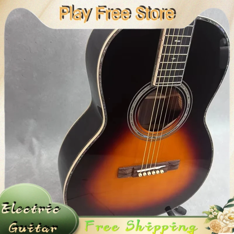 00042VS Vintage Style Acoustic Guitar Spruce Panel Rosewood Backboard 000 Bucket Can Add Pickup 2022 Abalone Inlay Hot Sale New