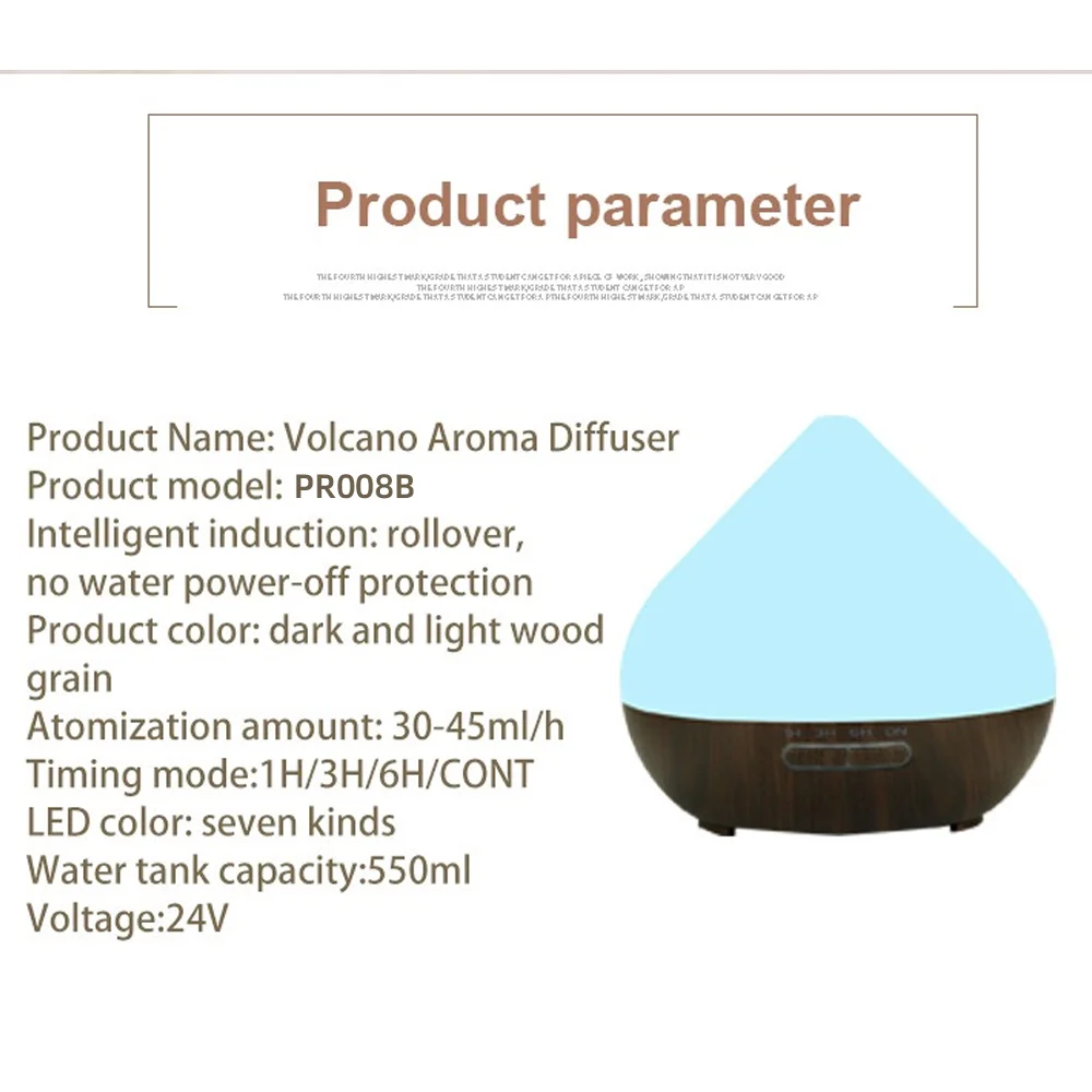 500ml Aromatherapy Diffuser with Remote Control 7 Color LED Lights Ultrasonic Humidifier With 6 Essential Oils