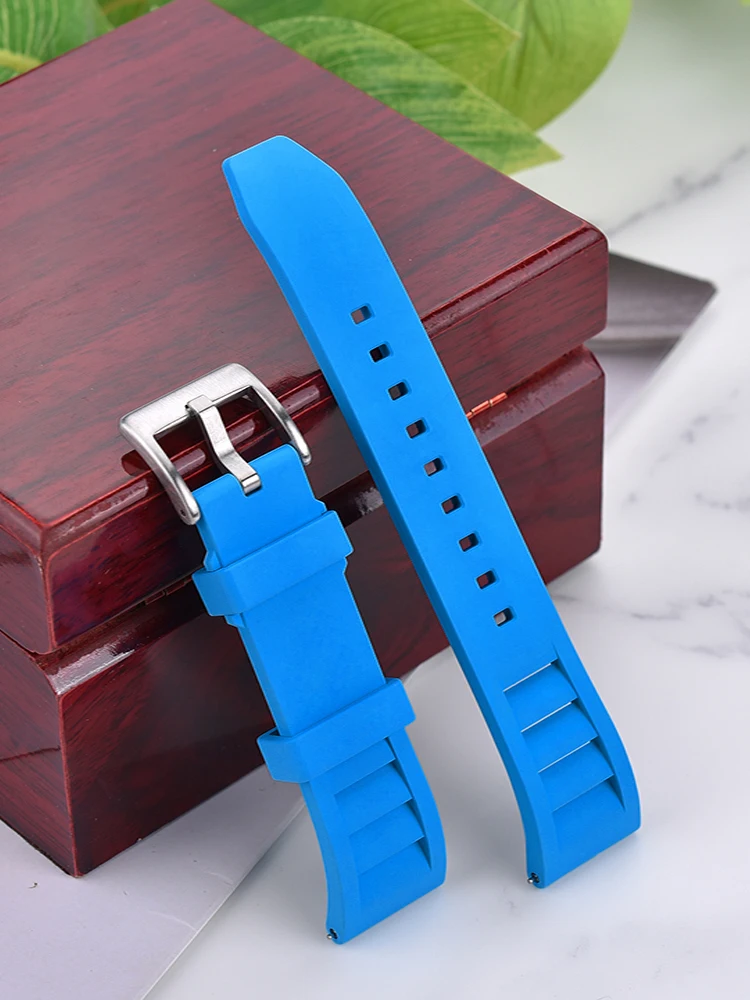 2025 تصميم جديد فلورو المطاط FKM حزام ساعة اليد 20 مللي متر 22 مللي متر مقاوم للماء الغوص الإفراج السريع تنفس العالمي صالح الرياضة معصمه #3