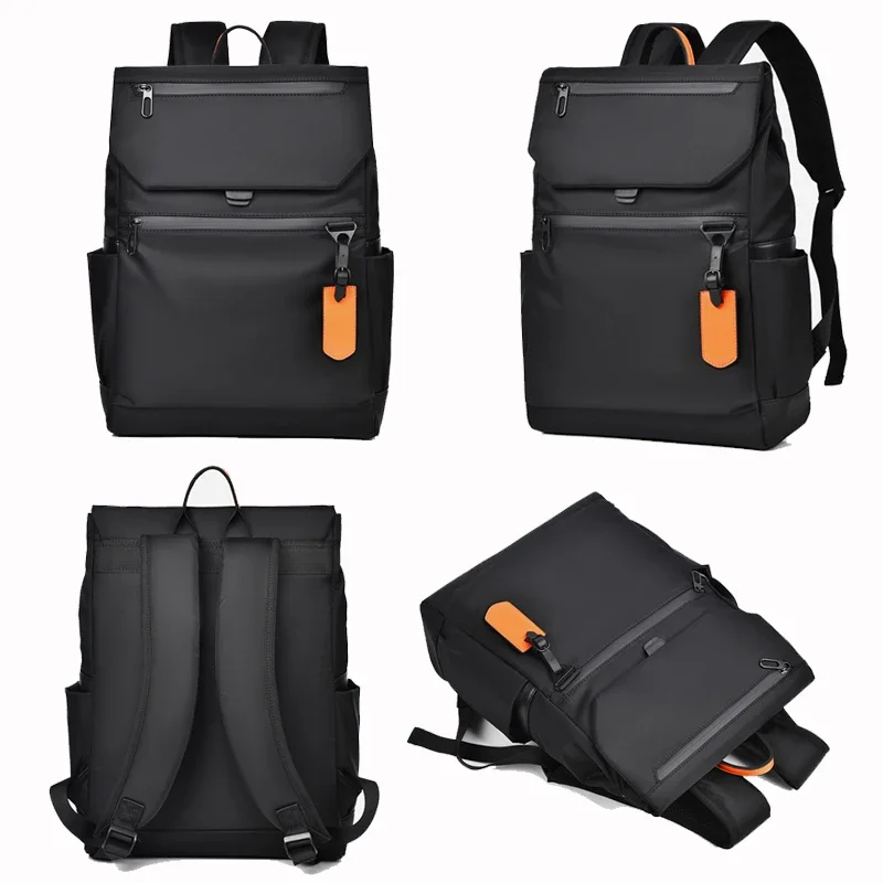 Mochila Oxford de tela impermeable para ordenador portátil de 14 pulgadas, Mochila para hombre con puerto de carga USB, bolsa de viaje impermeable con cremallera para exteriores