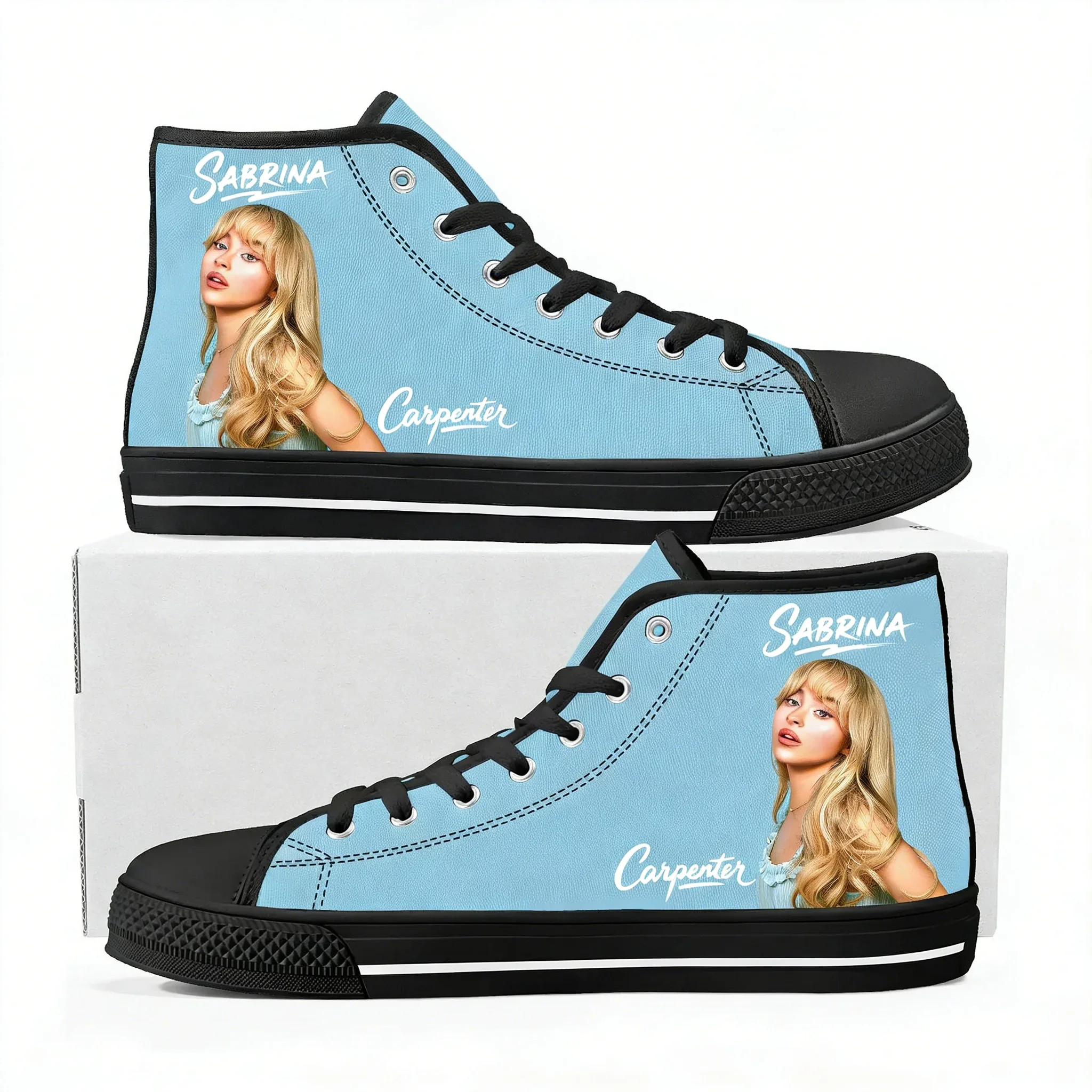 Sabrina Carpenter High Top Shoes Men Women Canvas Sneaker Pop Singer High Quality Sneakers Couple Footwear Custom Shoe Black