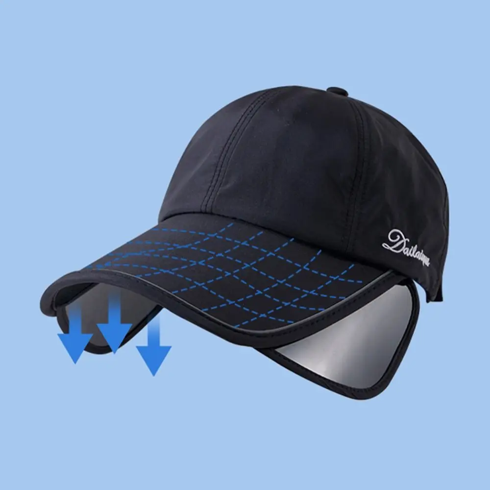 Casual Wide Brim Sunscreen Baseball Hat Adjustable Visor Quick Dry Sports Cap Breathable Reflective Strip Sun Visor Hat Outdoor