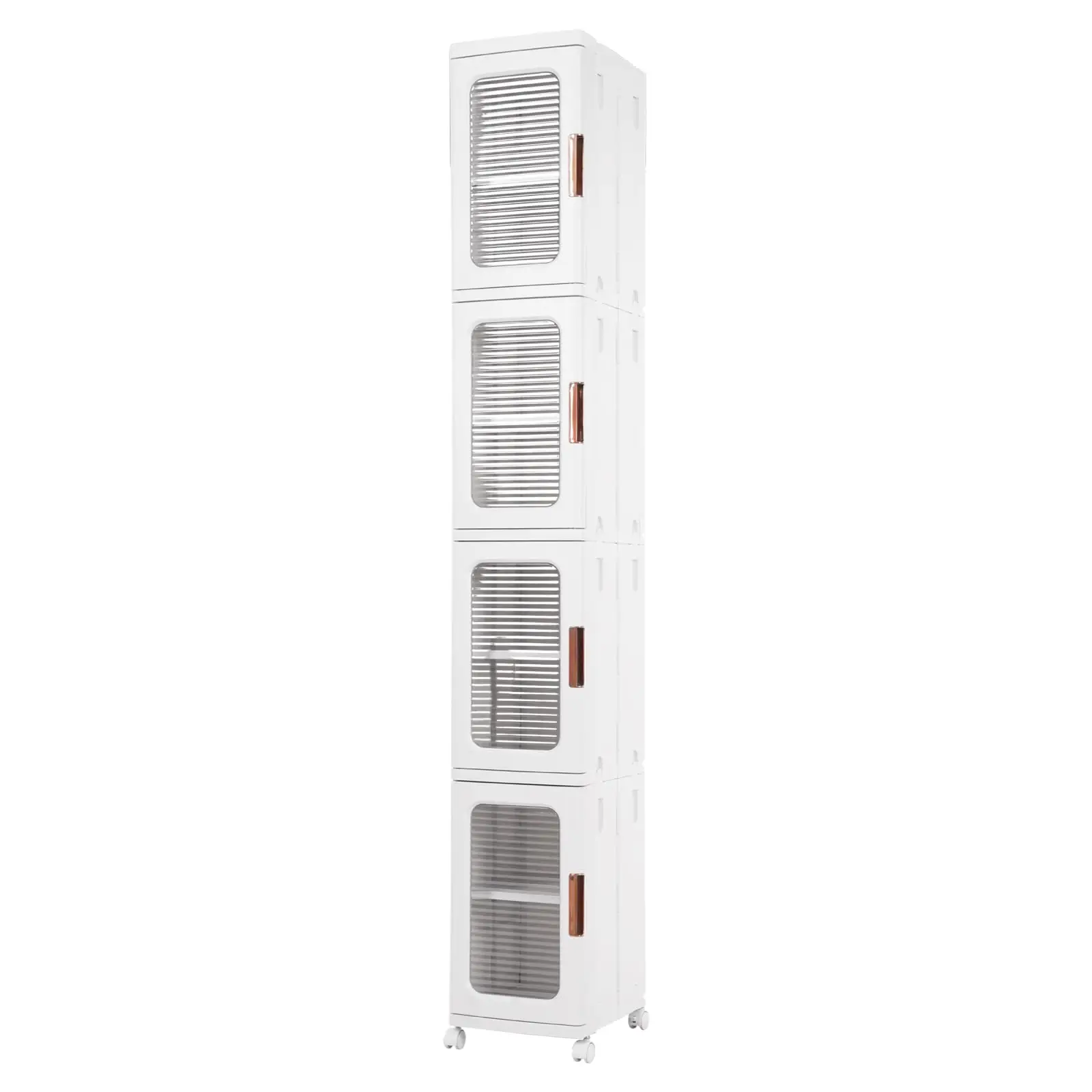 

4Tier Narrow Storage Cabinet, Mobile S-Torage Organizer with 4 Universal Wheels, Tall Slim Storage Cabinet with Doors and Shelv