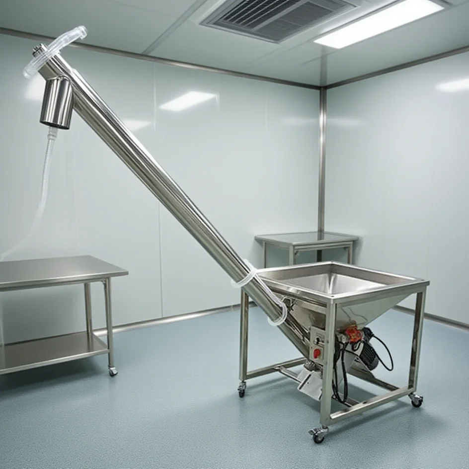 맞춤형 유연한 분말 공급 스크류 오거 컨베이어 스테인리스 스틸 호퍼 식품 산업 생산용 자재 처리