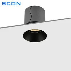 SCON 7W/12W wbudowany bezramowy reflektor LED Downlights Home Office Hotel projekt lampa do mycia ścian oświetlenie wewnętrzne 110V-240V