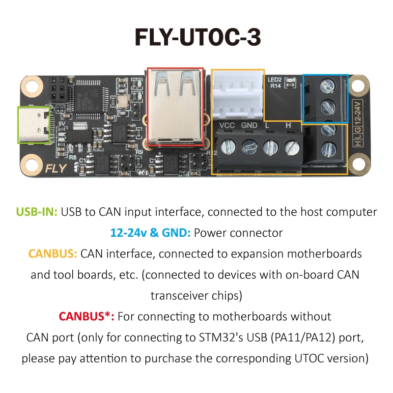 Mellow Fly-SHT V2.0 Board With 1M Can Cable For Klipper Hotend HeadTool Canable Canbus And Use PT100 / Encoder For 3D Printer
