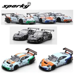 Spark 1:64 Diecast alloy static model Porsche GT3 R GPX GULF Racing Boys and Girls Collection Display toys for children gifts.