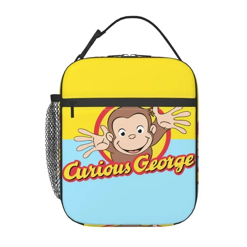 

Custom Curious George Children's Books Portable Lunch Box Leakproof Brown Monkey Cooler Thermal Food Insulated Lunch Bag School