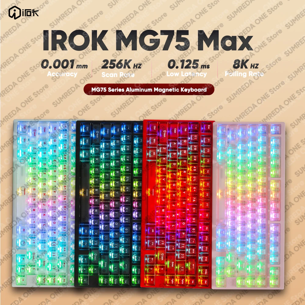 

IROK MG75 PRO MG75 Max Aluminum Magnetic Mechanical Keyboard Gaming 0.005mm 8K Return Rapid Trigger RGB Hotswap Gamer Keyboard