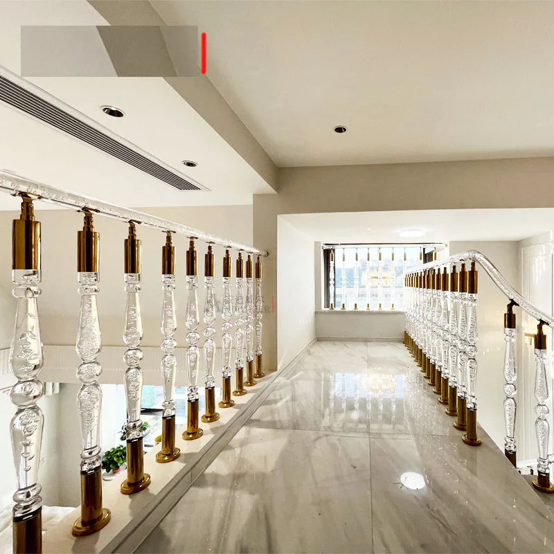 Luxury Acrylic Staircase Railing Crystal Handrails Balusters Guardrail for Home Decoration High-Quality Stairs Design