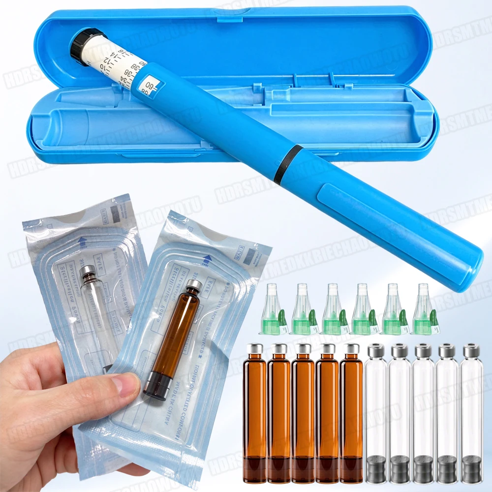 Reusable Injection Pen Kit With Portable Case 10Pcs 3ml Insulin Cartridge 10Pcs Pen Tip for Weight Loss Medical Beauty Multi-use