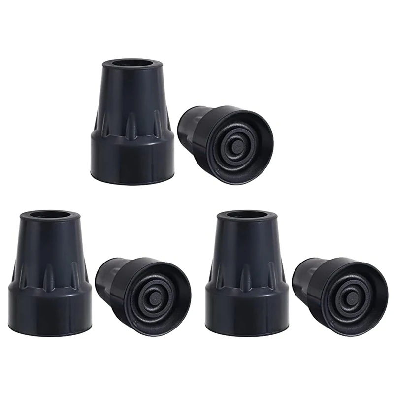 

Crutch Tips Kit 7/8Inch Heavy Duty Non-Slip Rubber Cane Tips Kit Replacement Cane Foot Caps, Crutch Pads, 6 PCS