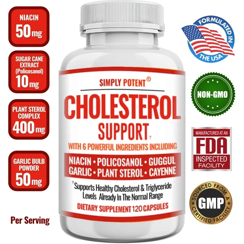 Cholesterol Supplements for Natural Cholesterol, Triglycerides, HDL, Heart Health Capsules with Garlic, Phyto, Guggul