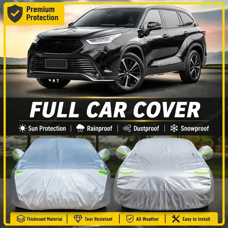 for Toyota Crown Land Put Car Cover Full Coverage Rainproof UV Protection Heat Insulation Universal Fit Outdoor Auto Cover