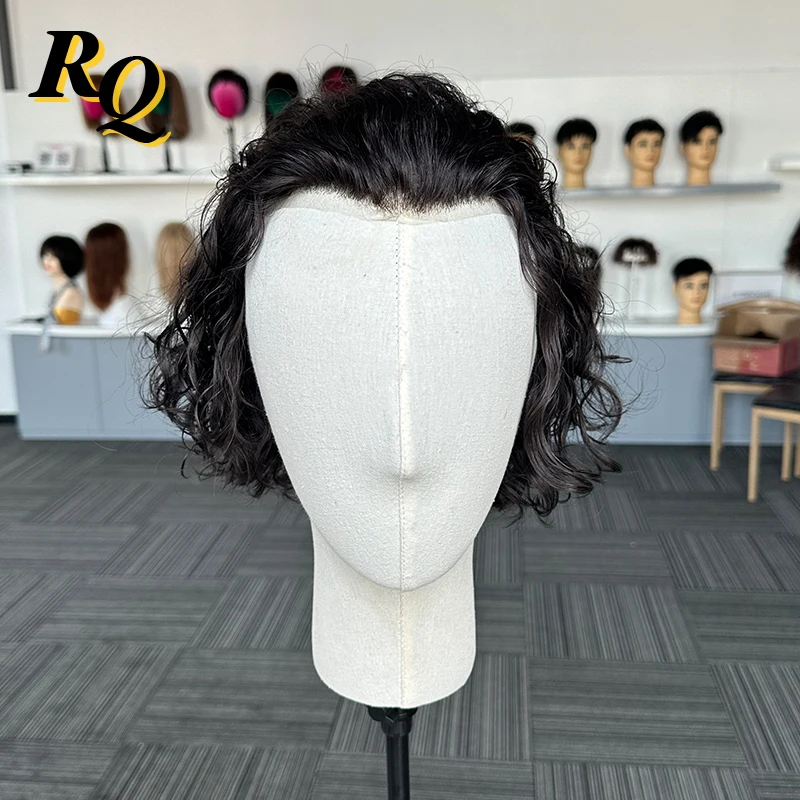 Pre Cut Styled Thin Skin Toupee Hair Men Human Hair Replacement System 1b Color 8 Inches Hair Piece Protesis Hombre Male Wig