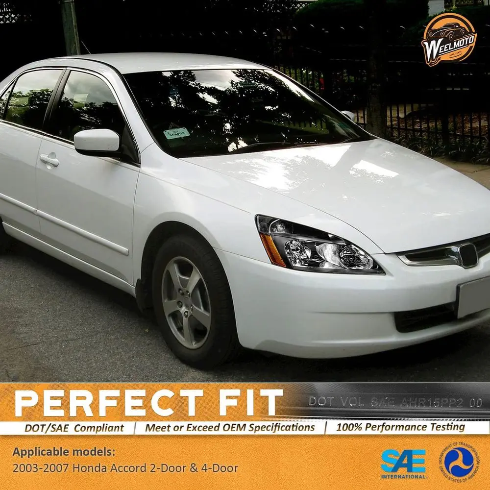 Fari di ricambio Honda Accord OE 2003-2007, alloggiamento nero, riflettore ambrato, set per modelli a 2/3/4 porte