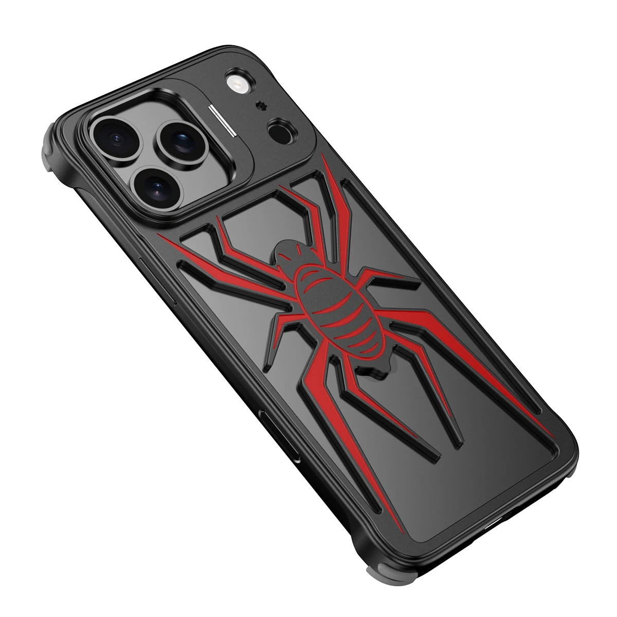 Luxury Spider Armor Metal Case for iPhone 17 pro Max 16 15 14 with Lens Stand Shockproof Aluminum Alloy Bumper Gaming Cover