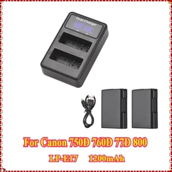 LPE17 LP-E171200mAh Battery for Canon 750D 760D 77D 800D EOS M3 T6s T6i T7i X8i 8000D M6 M5 M3 LC-E17E Charger