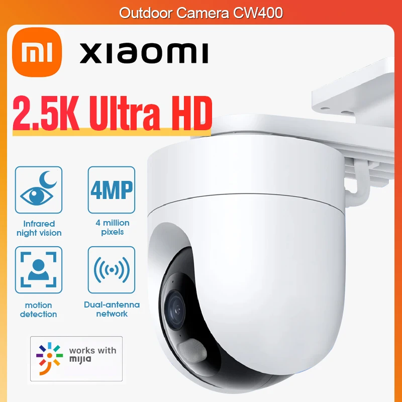 Наружная камера Xiaomi Mijia CW400 2,5 K IP66 Ultra HD, умная полноцветная камера ночного видения IP66, водонепроницаемая, работает с приложением Mi Home