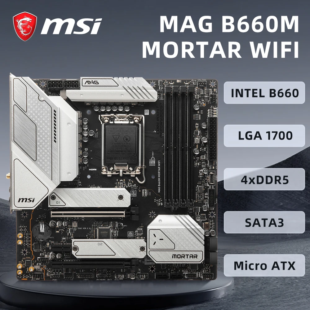 

MSI MAG B660M MORTAR WIFI Материнская плата с поддержкой LGA1700 i9-14900K i7-14700K i5-12400F Процессор Intel B660 4xDDR5 PCIe4.0 HDMI Micro-ATX