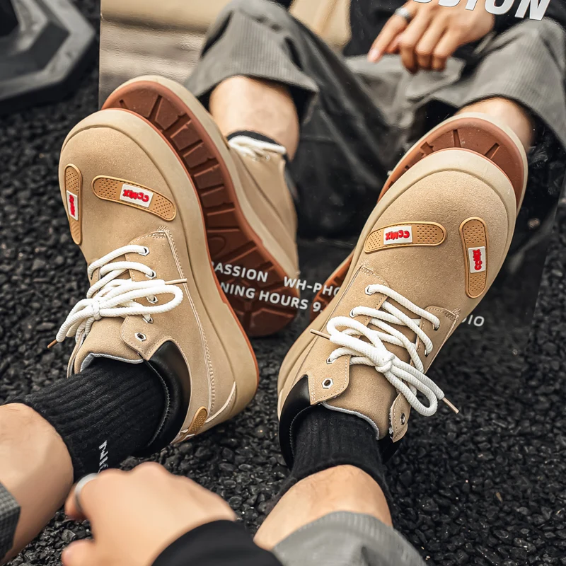 2025 New Men's Large-sized Autumn Casual High-top Work Boots, Motorcycle Boots, Anti-slip and Wear-resistant Outdoor Boots