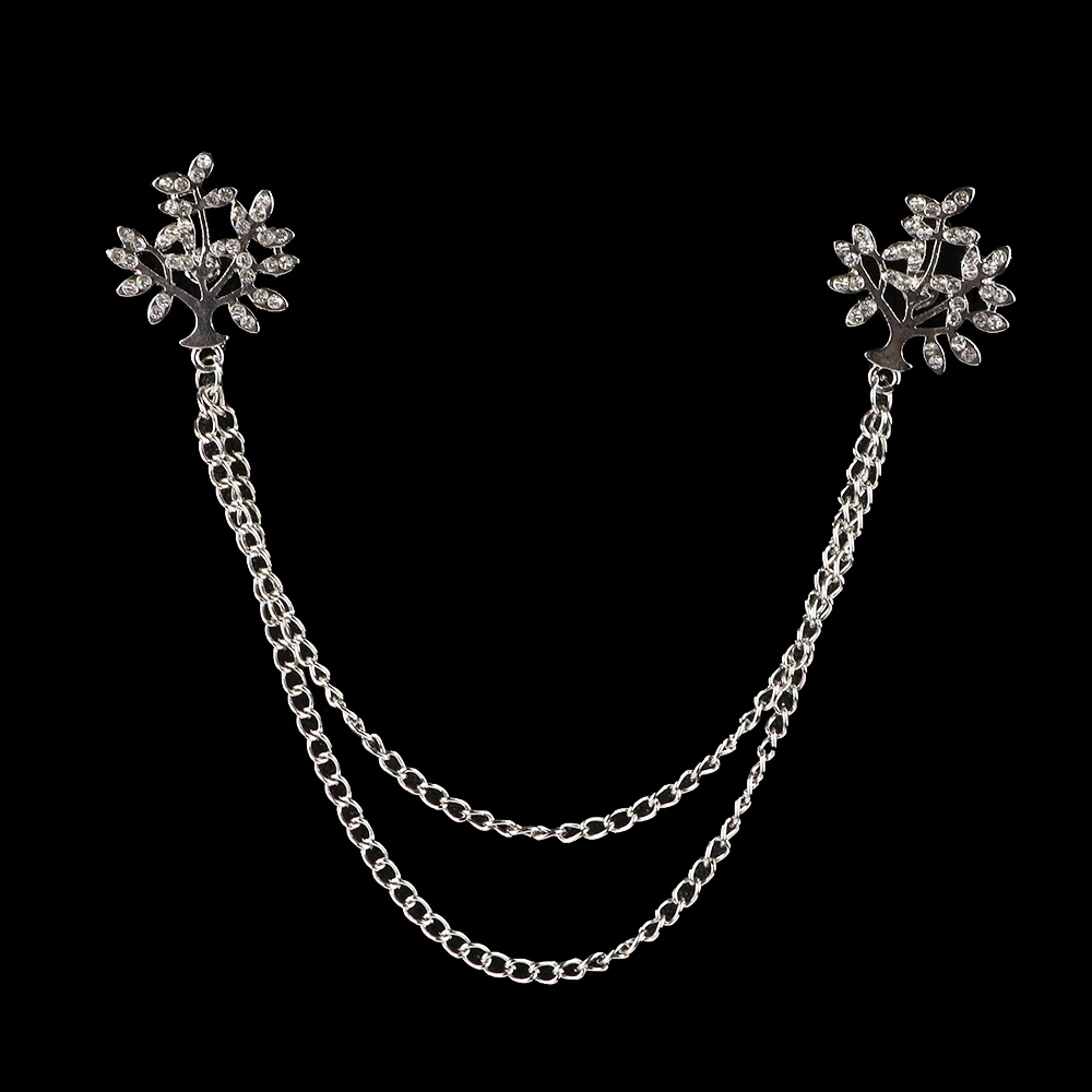 Fashion  Tassel Brooch For Men Suit Shirt Collar Crystal Cross, heart, spades Lapel Pin Wedding Accessories